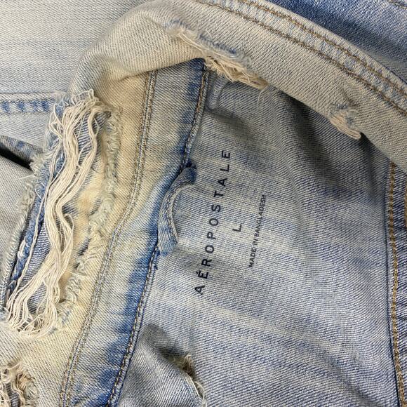 Aeropostale Womens Size L Distressed Denim Button Up Jacket - Picture 6 of 9